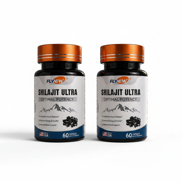 Dos frascos Shilajit Ultra fondo blanco